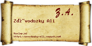 Závodszky Ali névjegykártya